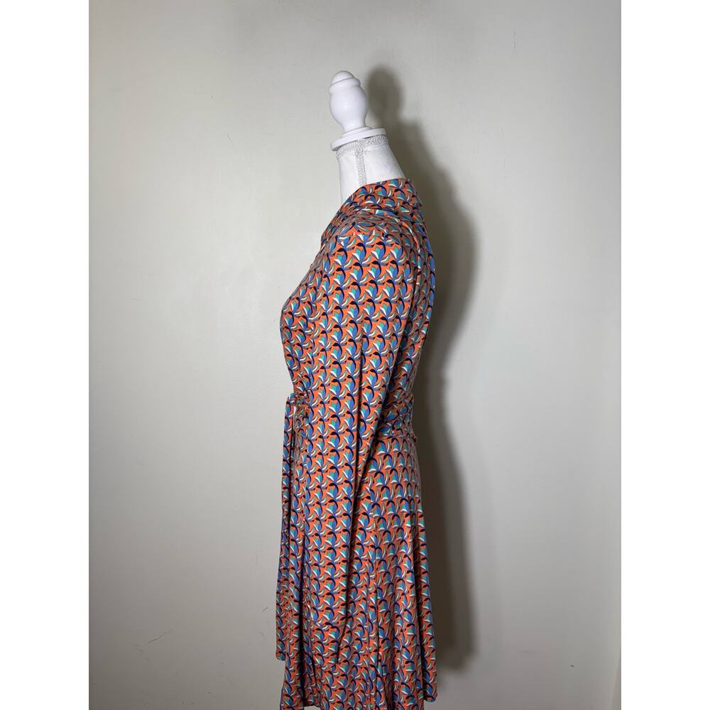 Diane Von Furstenberg Orange Long Sleeve Classic Knee Length Wrap Dress Sz M - Picture 2 of 3